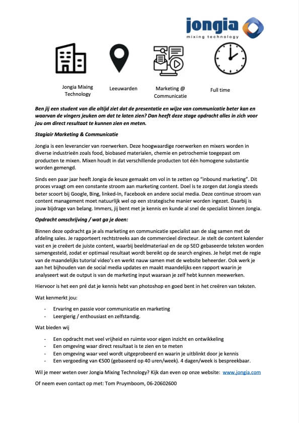 Stagiair Marketing Communicatie