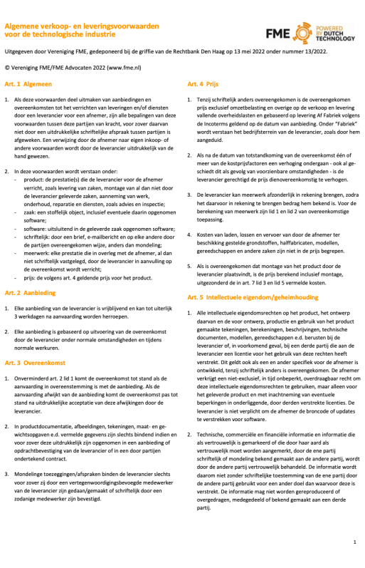 FME-Leveringsvoorwaarden